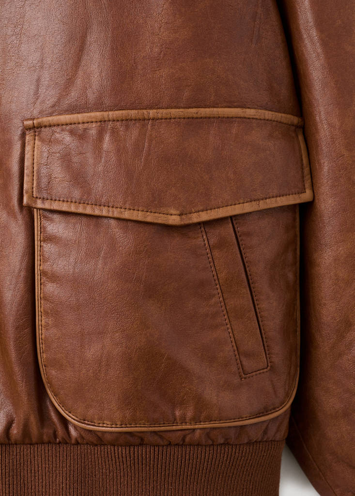Oversized jacket with borg collar — Brown