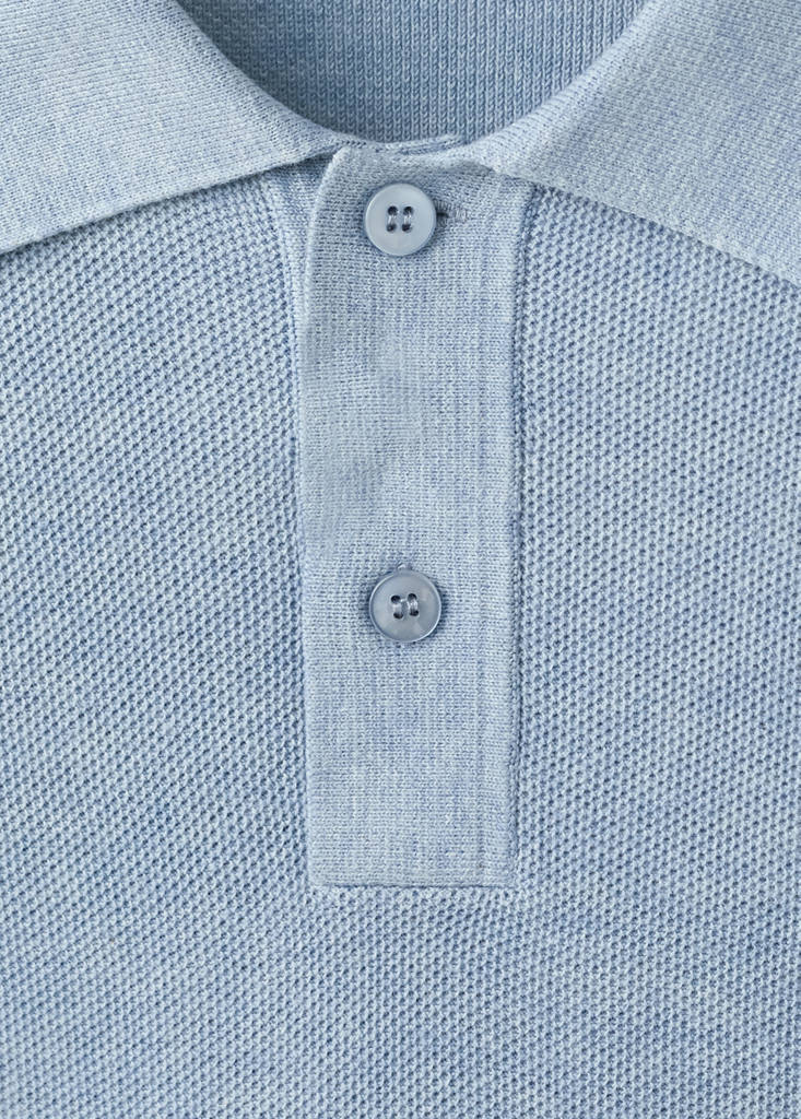 Micro-structured cotton polo shirt — Sky Blue