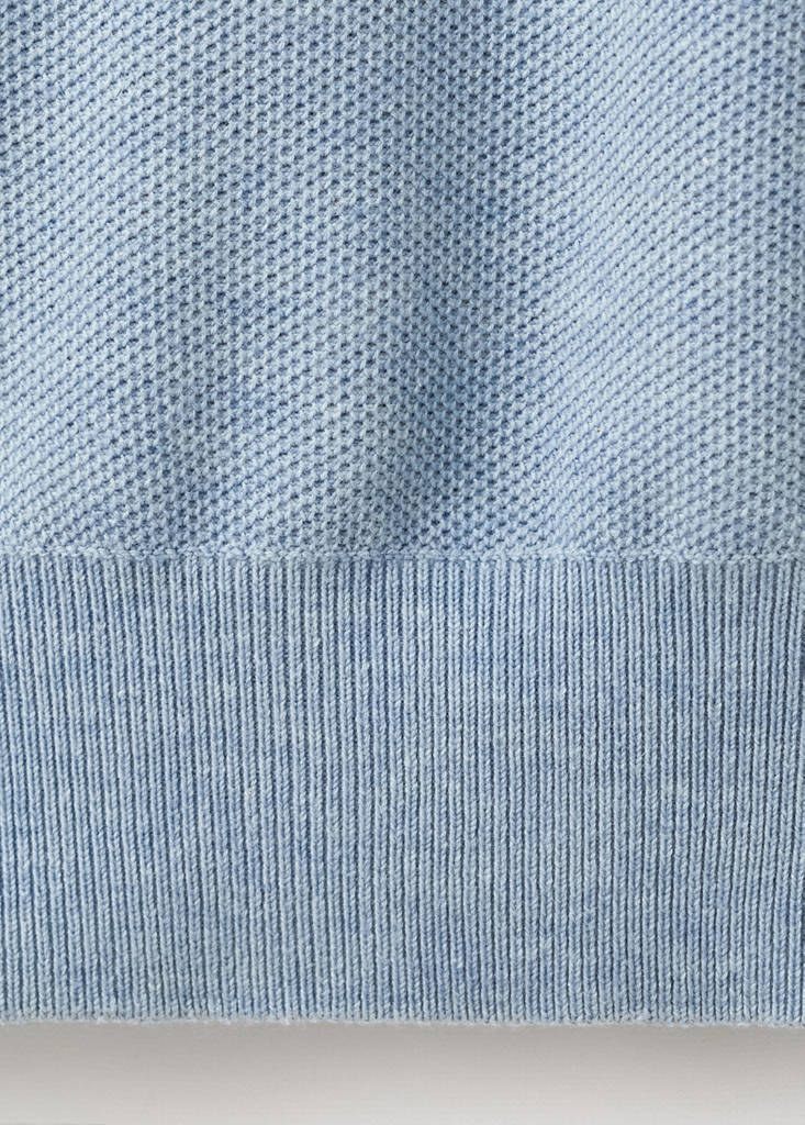 Micro-structured cotton polo shirt — Sky Blue