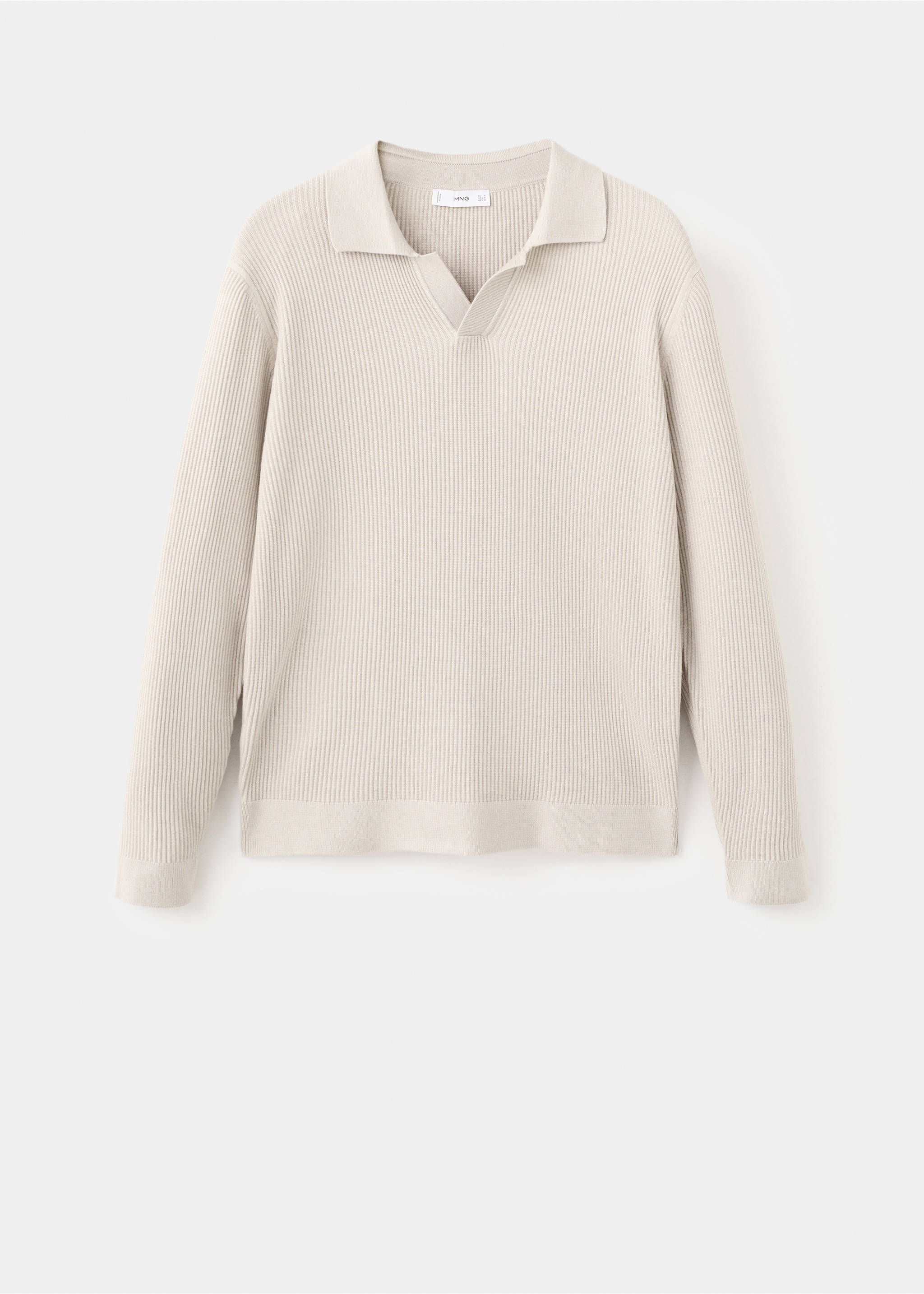 Jersey polo mezcla algodón canalé - Artículo sin modelo, Beige. Ref: 27051282-00.