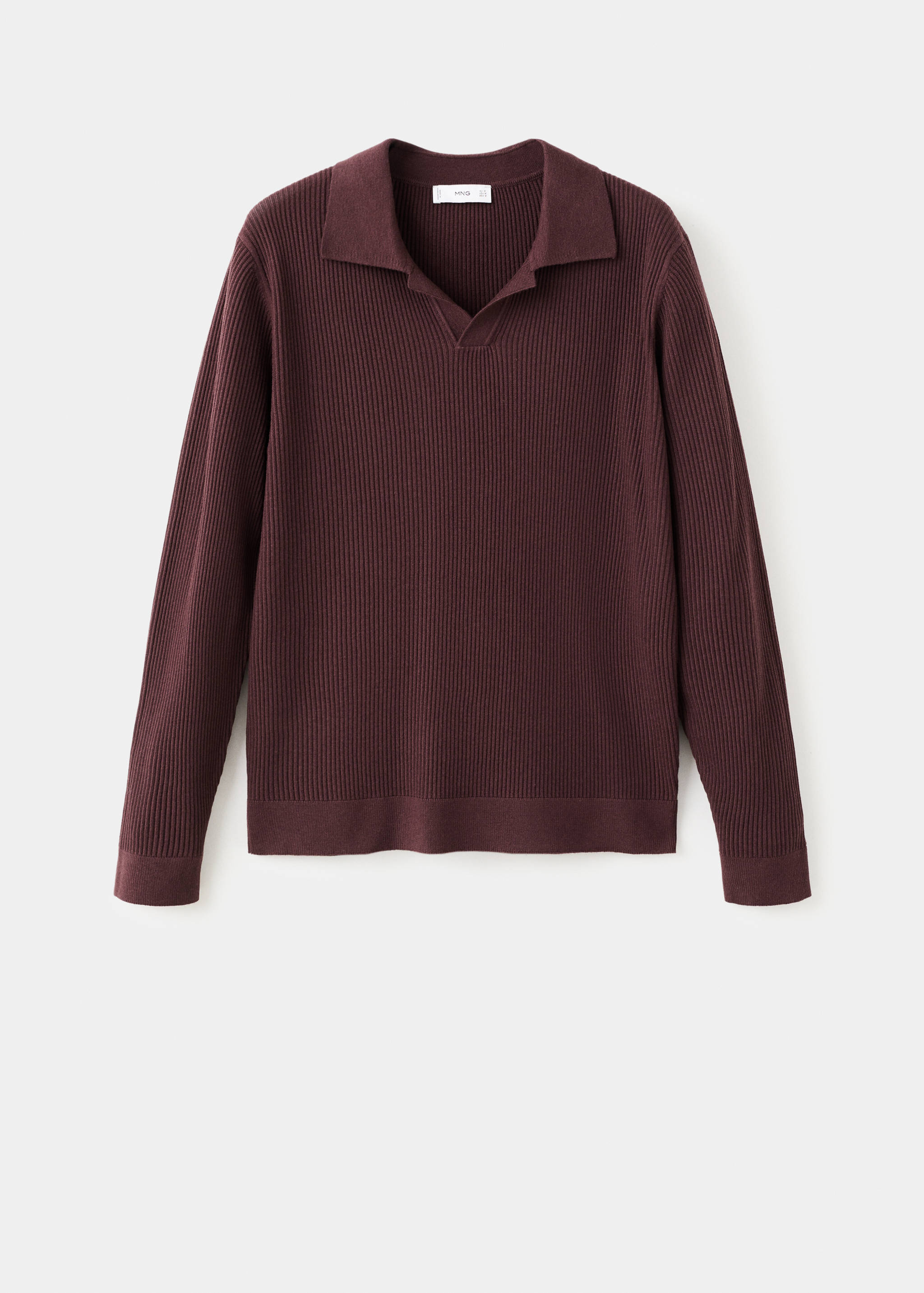 Джемпер поло из смесового хлопка в рубчик - Изделие без модели