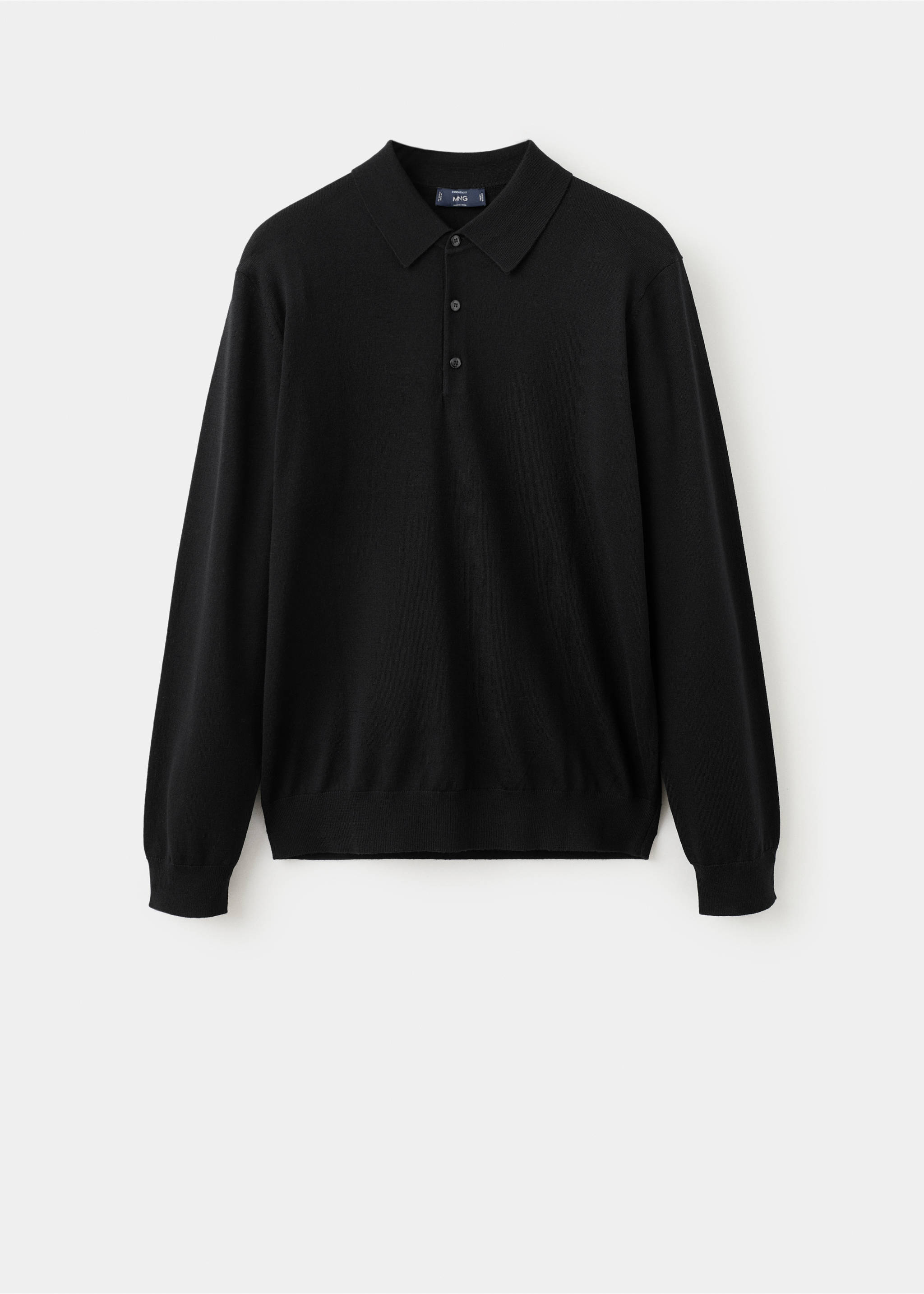 100% merino wool polo sweater - Article without model, Black. Ref: 27051283-00.