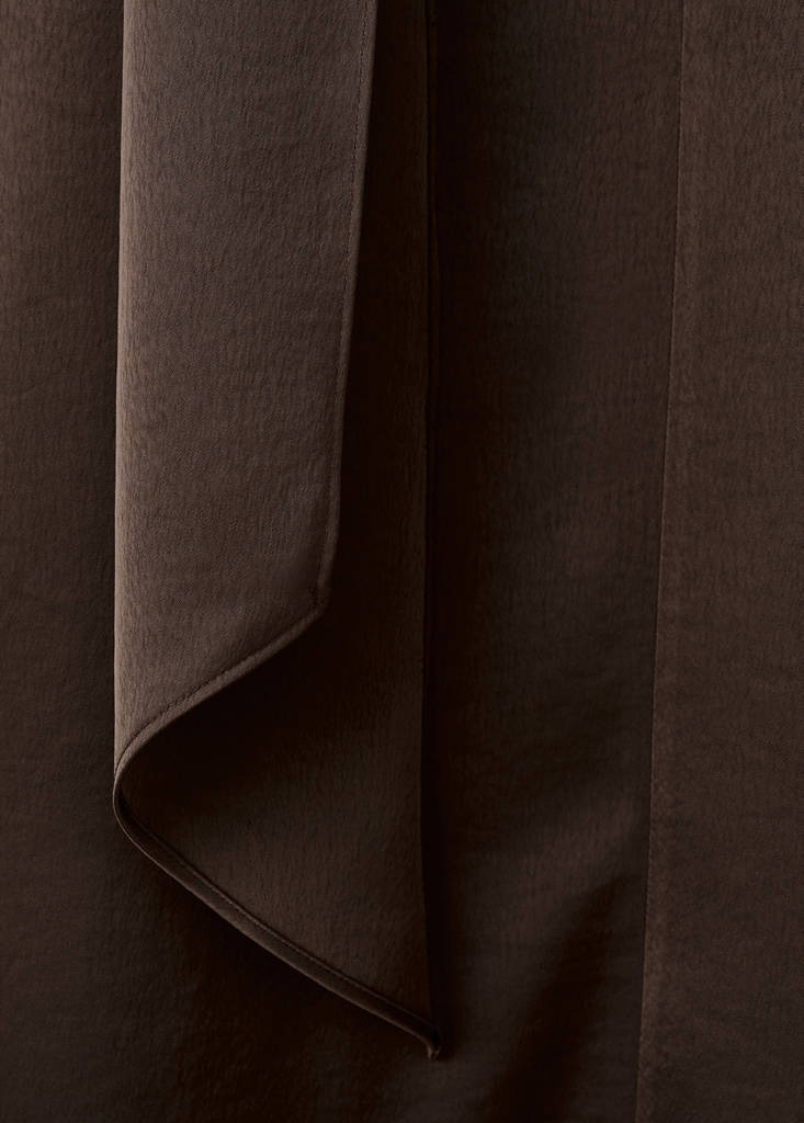Satin dress with foulard — Brown