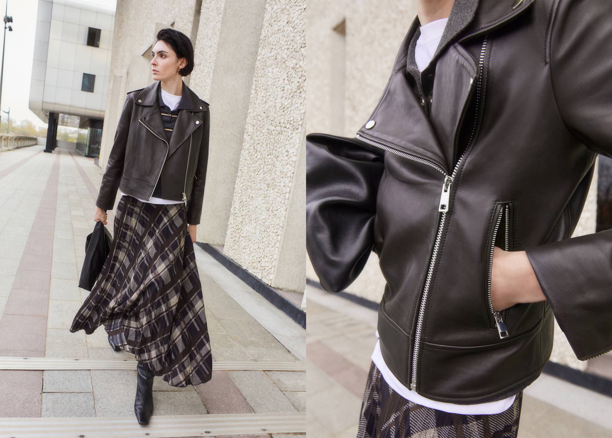 Leather biker jacket - Panoramic plane
