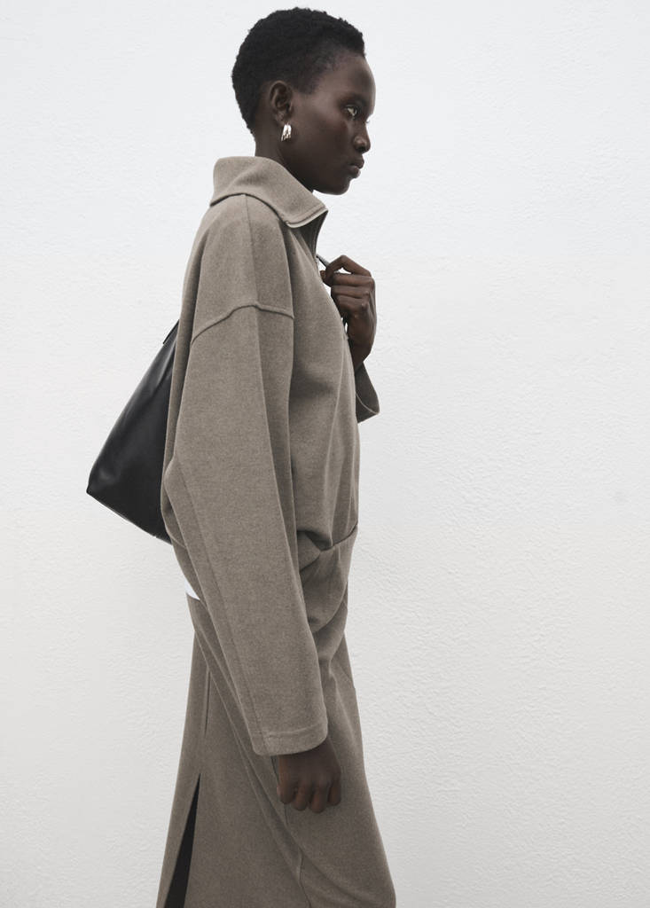 Turtleneck sweatshirt with zip — Medium Brown