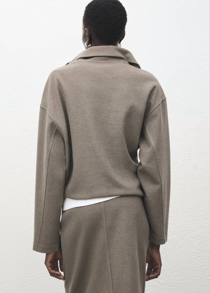 Turtleneck sweatshirt with zip — Medium Brown