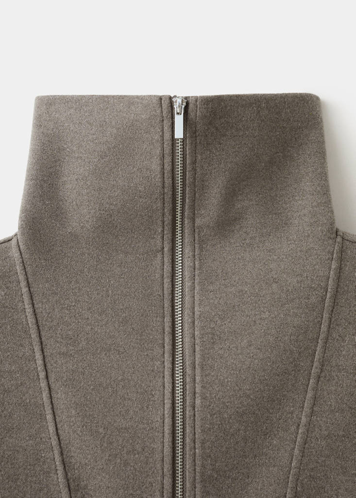 Turtleneck sweatshirt with zip — Medium Brown
