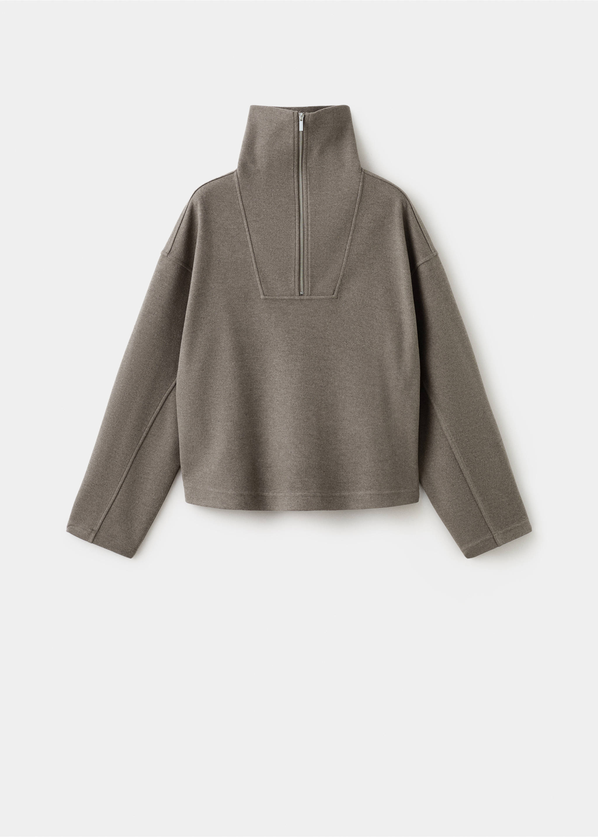Turtleneck sweatshirt with zip - Article without model, Medium Brown. Ref: 27051287-00.