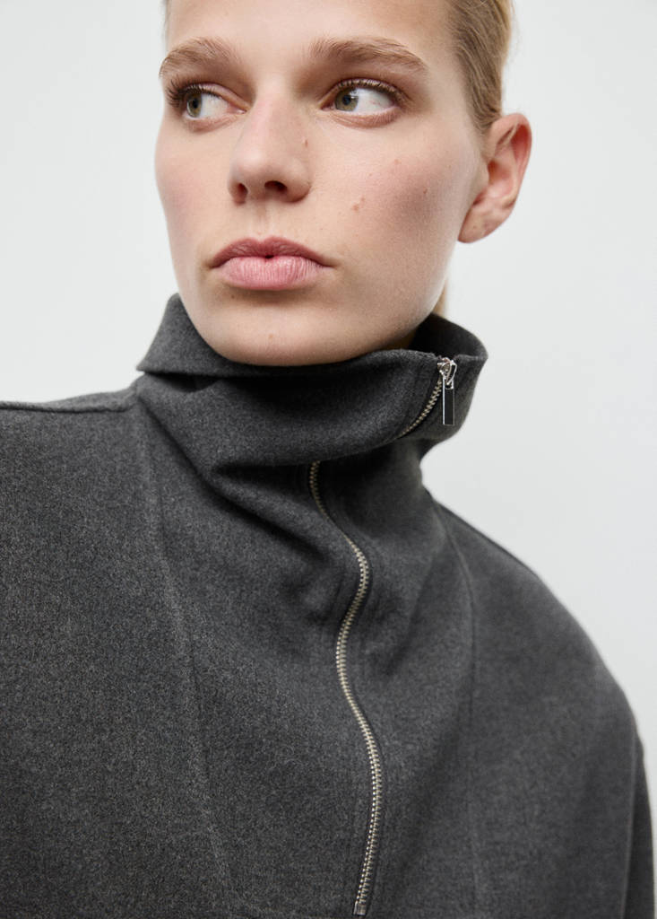 Turtleneck sweatshirt with zip — Dark Heather Grey