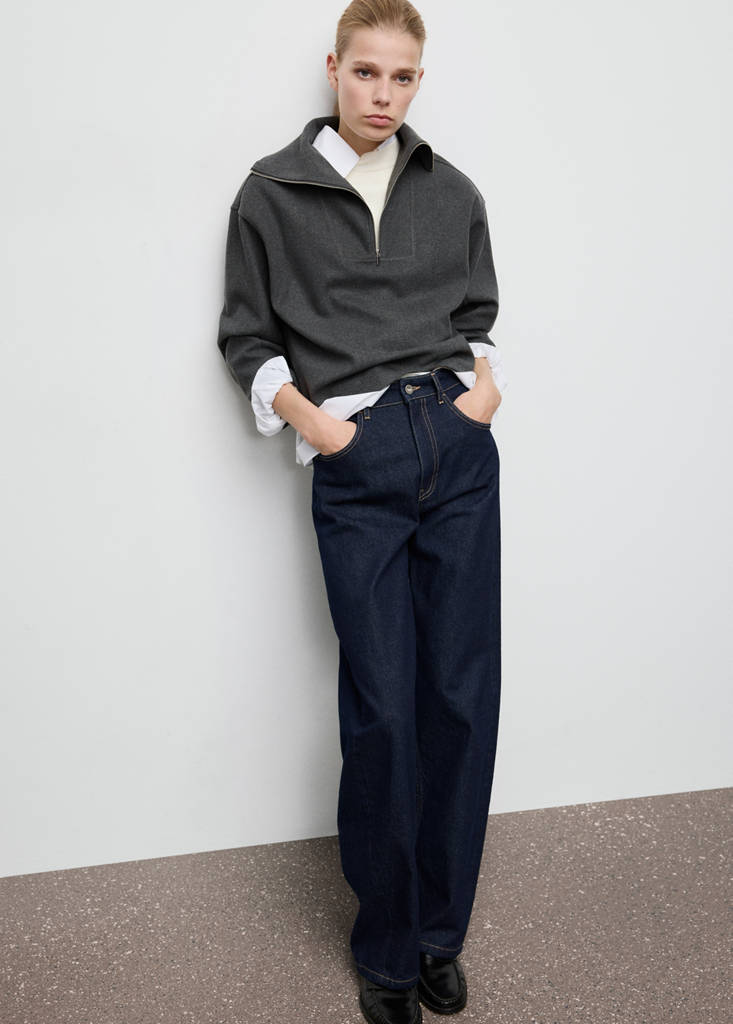 Turtleneck sweatshirt with zip — Dark Heather Grey