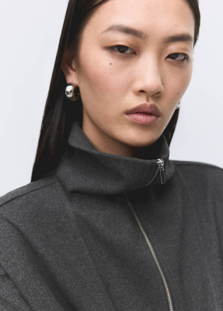 Turtleneck sweatshirt with zip — Dark Heather Grey