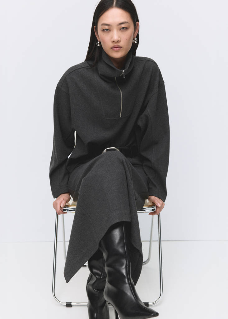 Turtleneck sweatshirt with zip — Dark Heather Grey