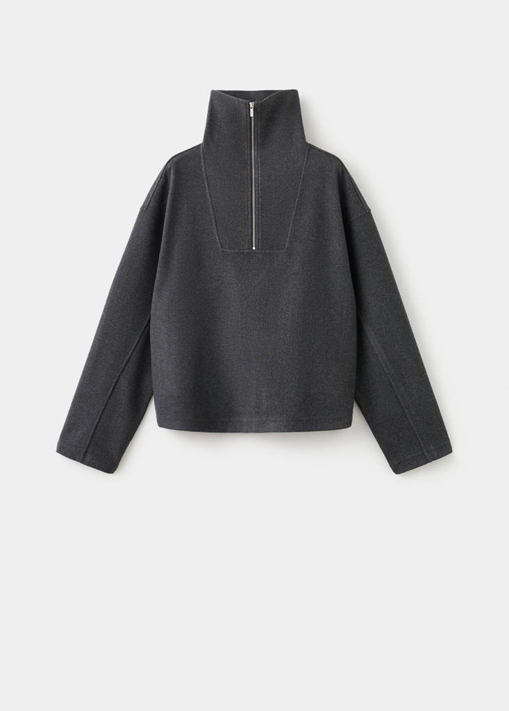 Turtleneck sweatshirt with zip — Dark Heather Grey