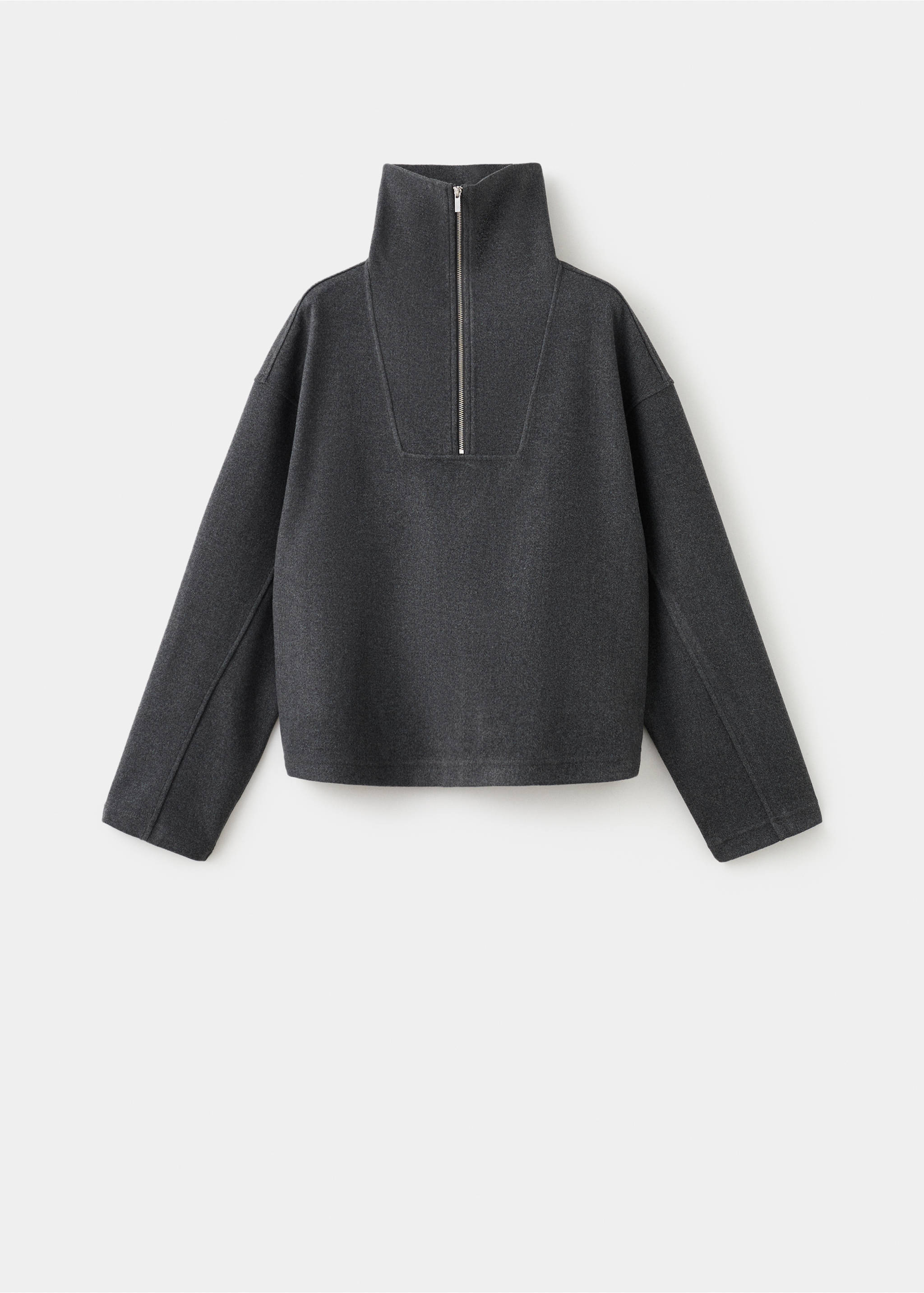 Turtleneck sweatshirt with zip - Article without model, Dark Heather Grey. Ref: 27051287-00.