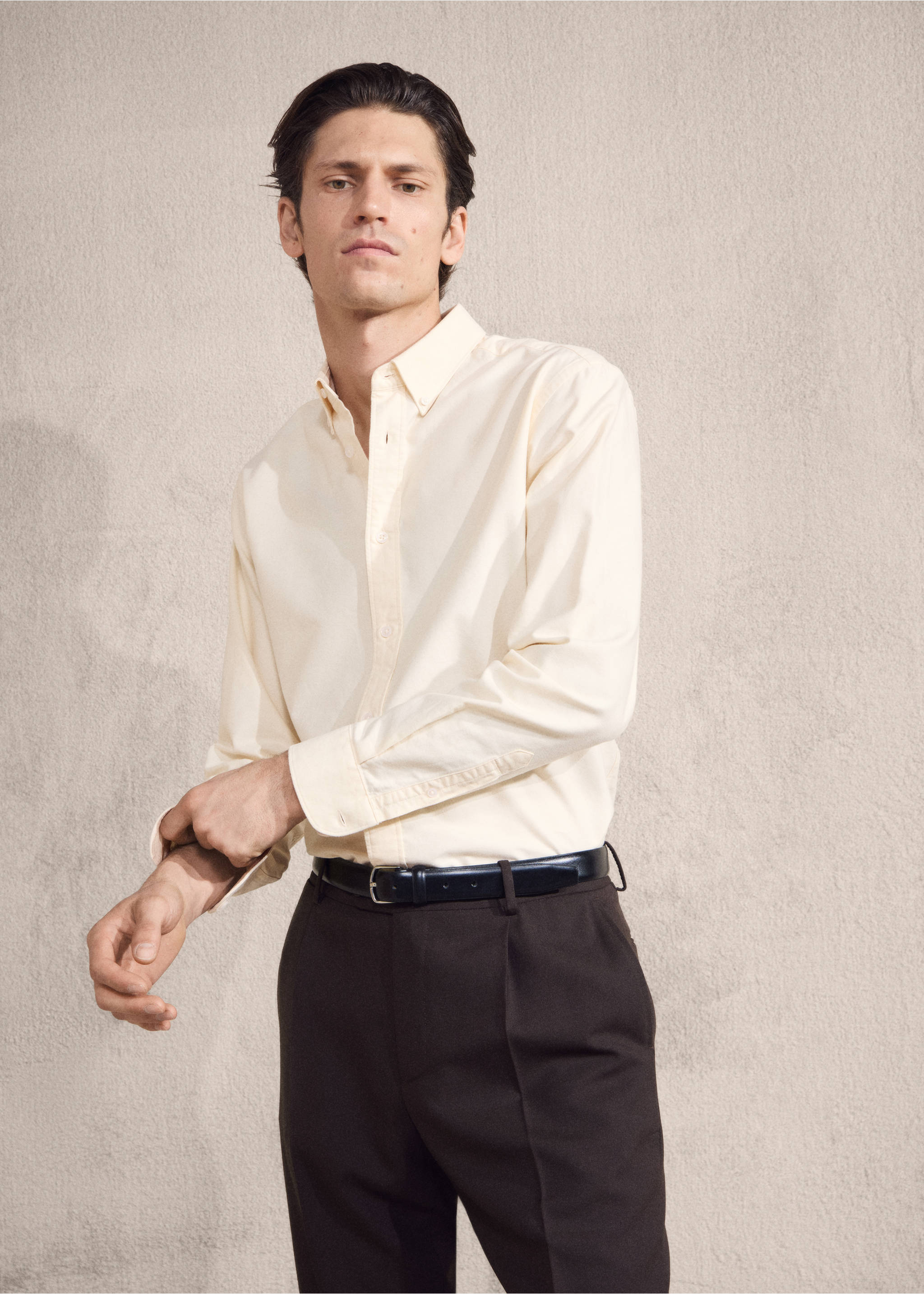 Chemise 100 % coton Oxford - Détail de l'article 3, Jaune pastel. Ref: 27051288-00.