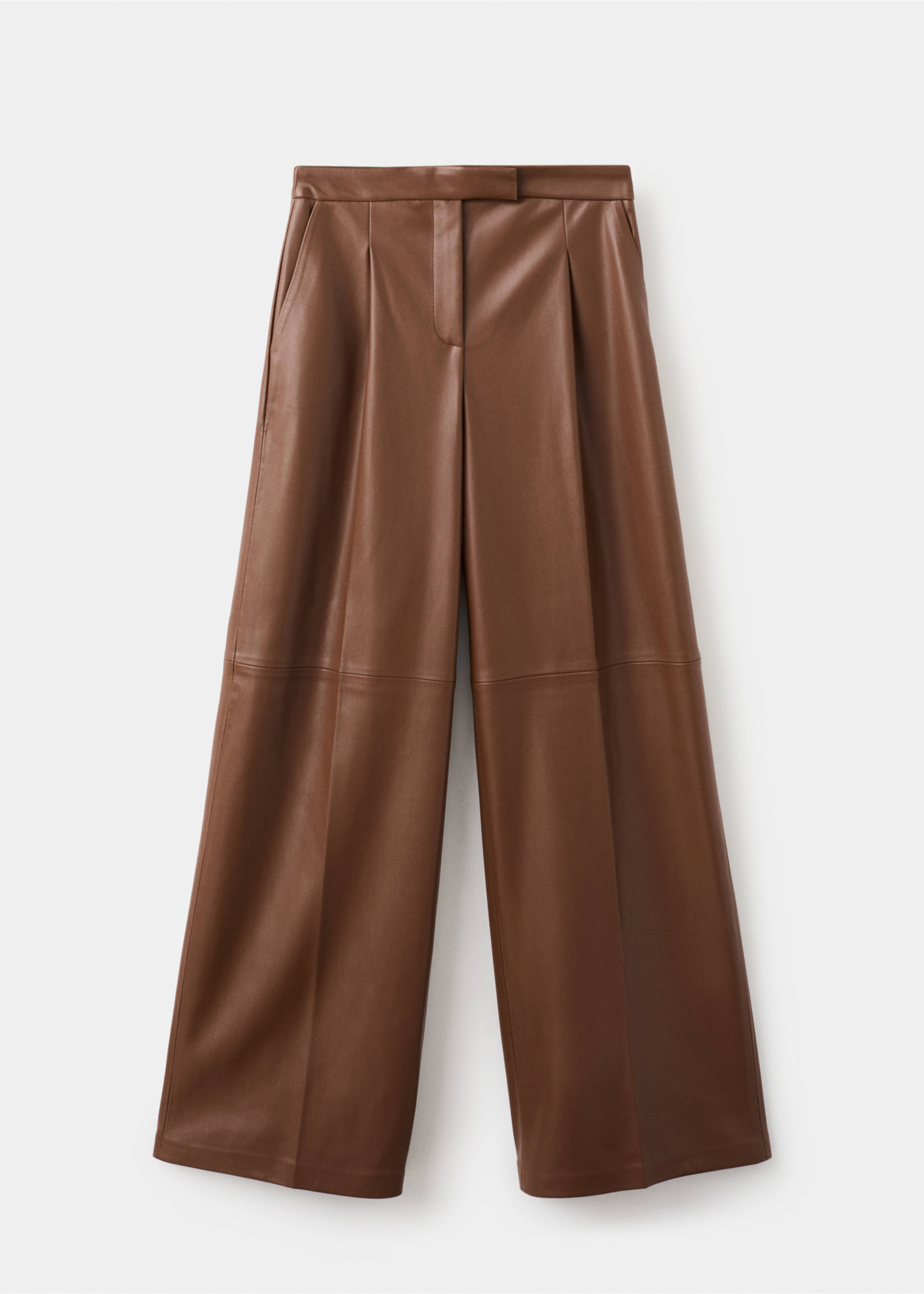 Pantalon large en cuir synthétique - Article sans modèle, Marron moyen. Ref: 27051290-00.