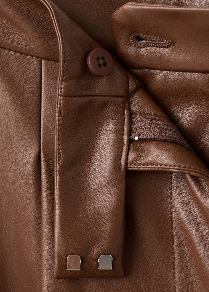 Wide leg faux-leather trousers — Medium Brown