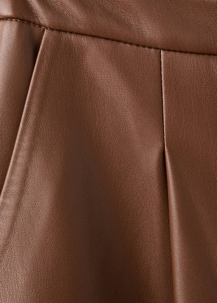 Wide leg faux-leather trousers — Medium Brown