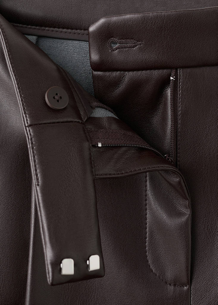 Wide leg faux-leather trousers — Chocolate