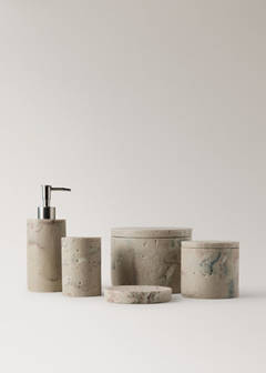 Travertine-effect resin soap dish — Sand 4