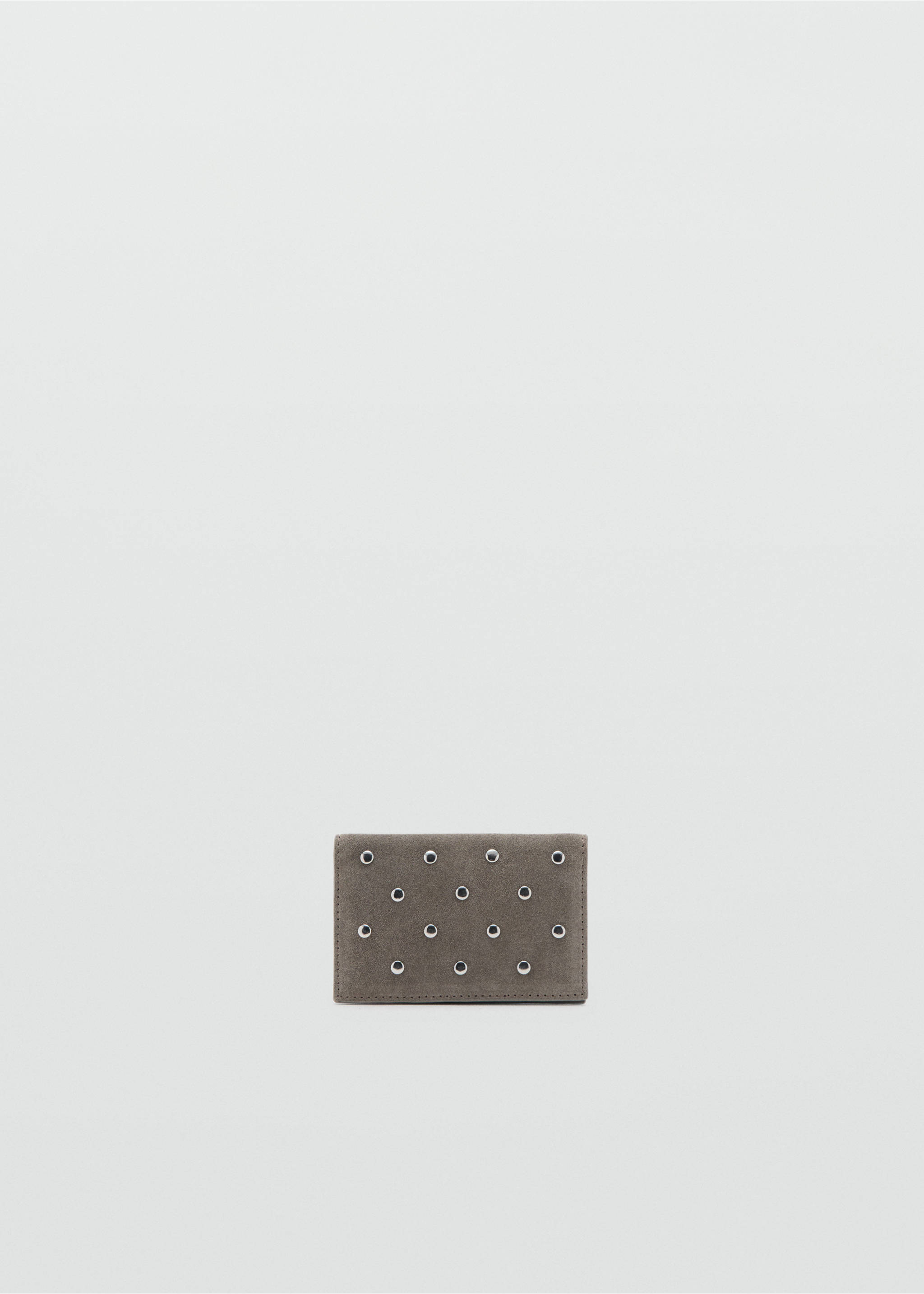 Suede cardholder with studs - Article without model, Light/Pastel Brown. Ref: 27051299-00.