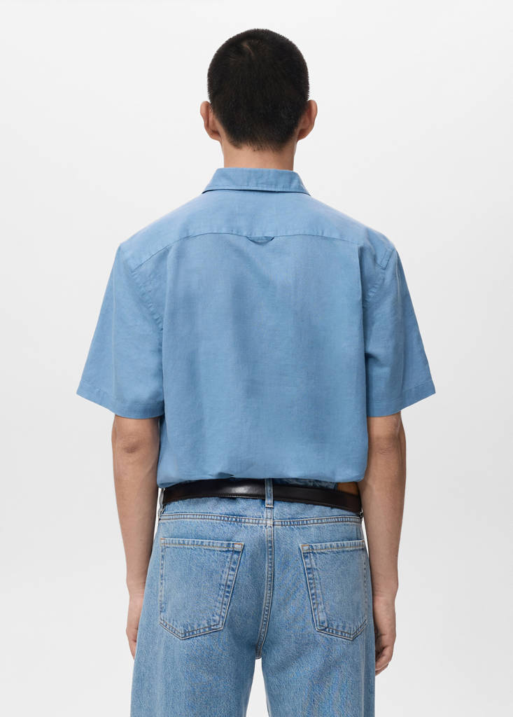 Short sleeved cotton shirt — Sky Blue