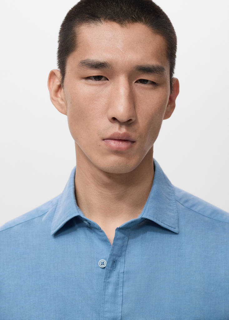 Short sleeved cotton shirt — Sky Blue