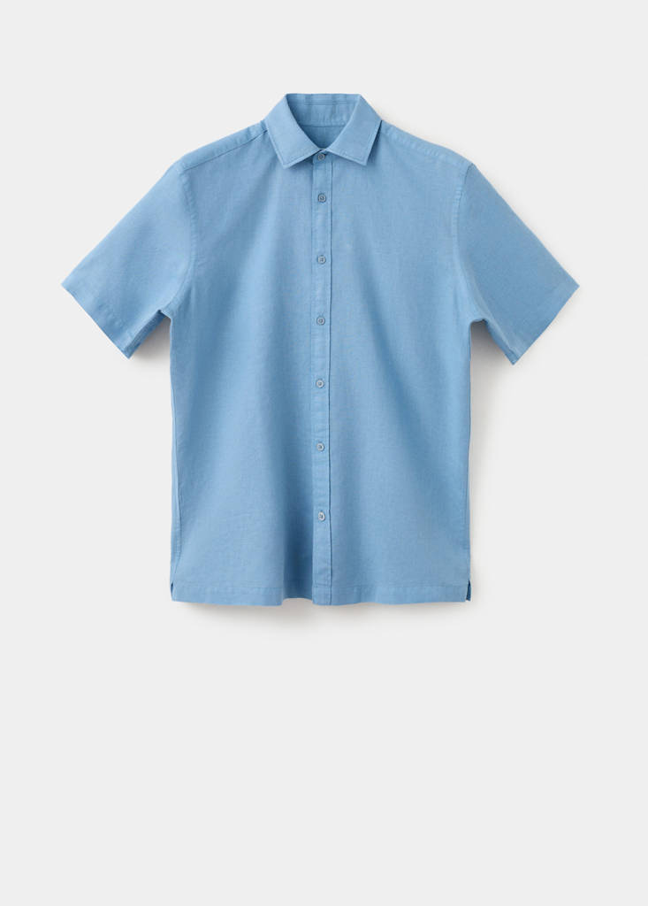 Short sleeved cotton shirt — Sky Blue