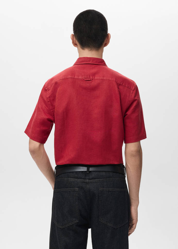 Short sleeved cotton shirt — Red