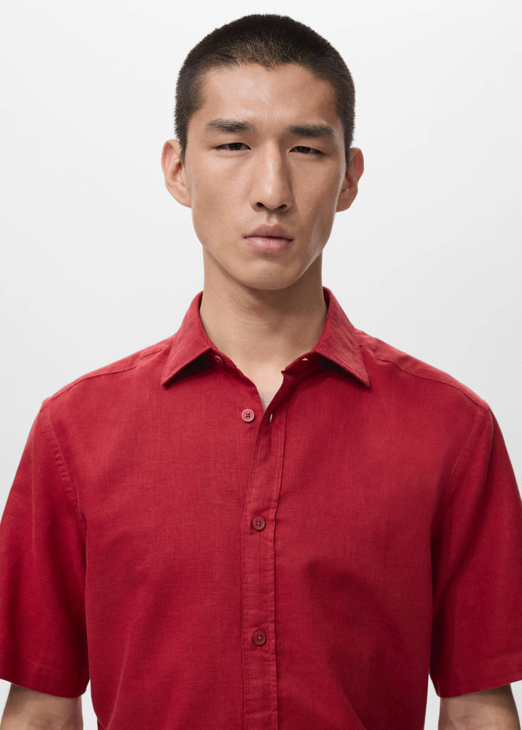 Short sleeved cotton shirt — Red