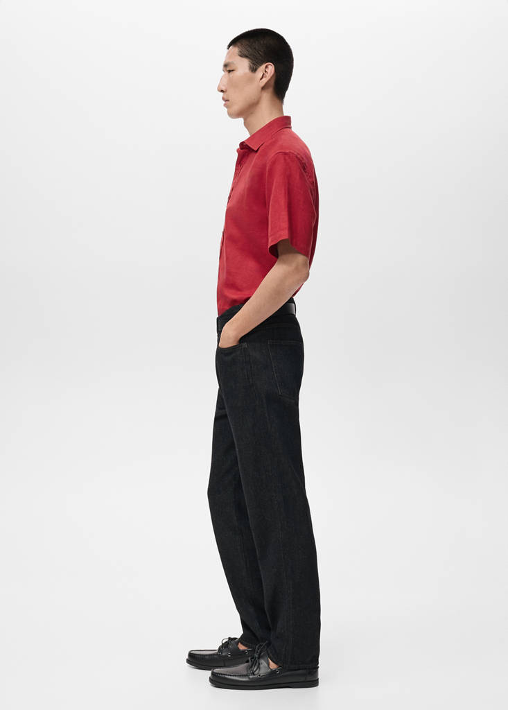 Short sleeved cotton shirt — Red