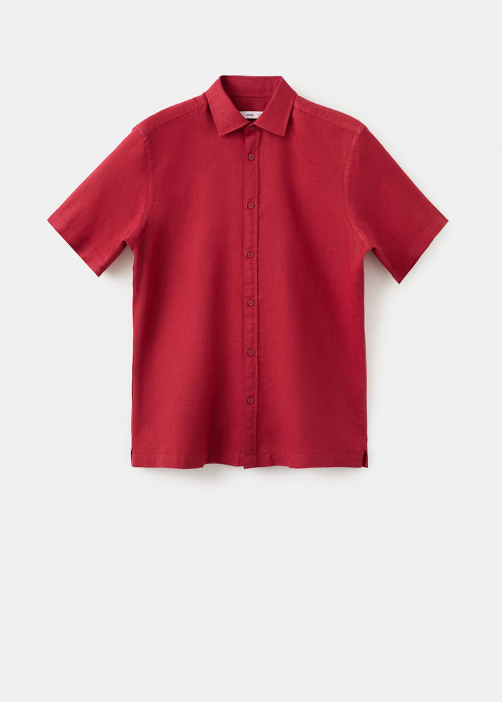 Short sleeved cotton shirt — Red