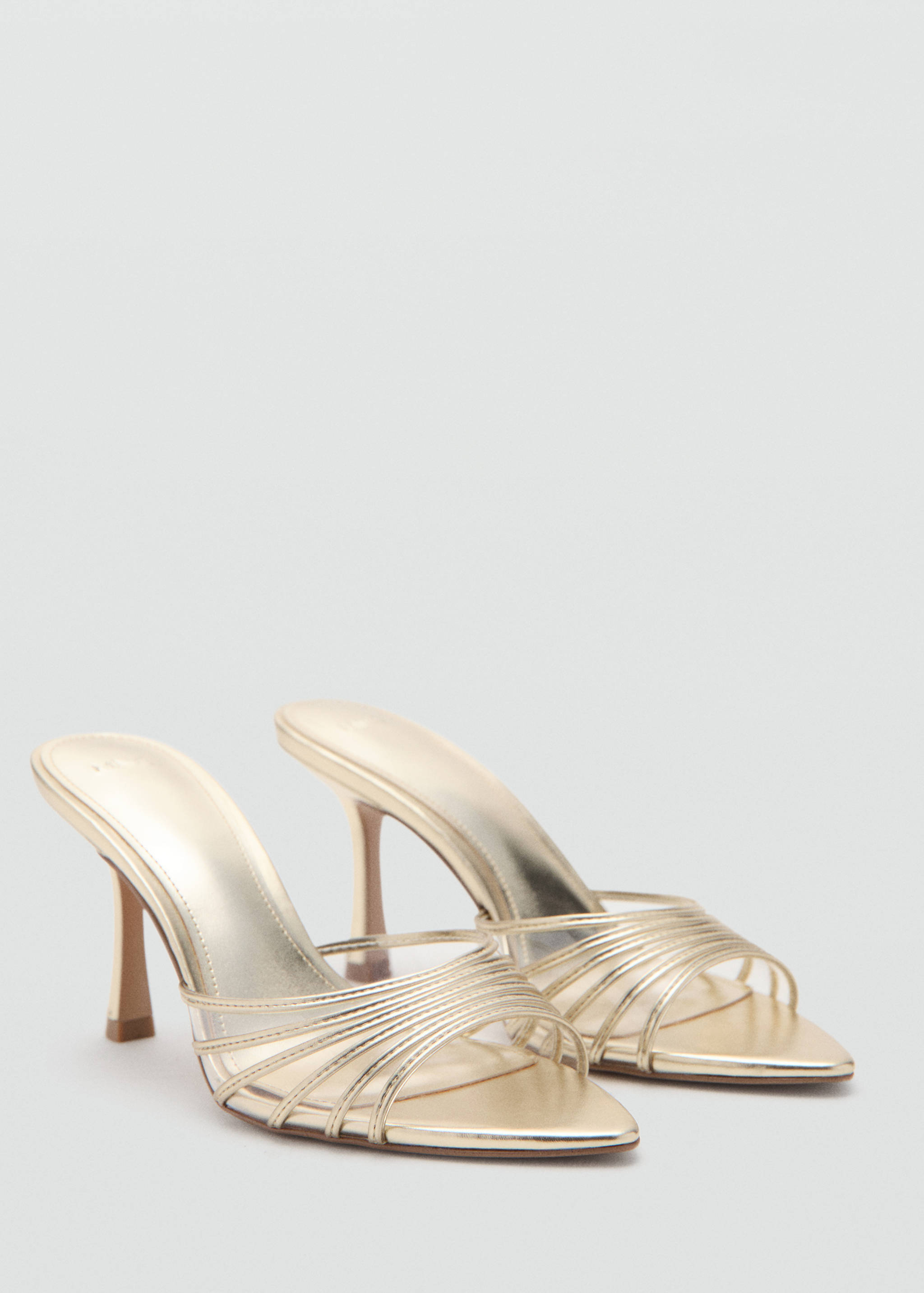 Metallic strappy heeled sandal - Medium plane