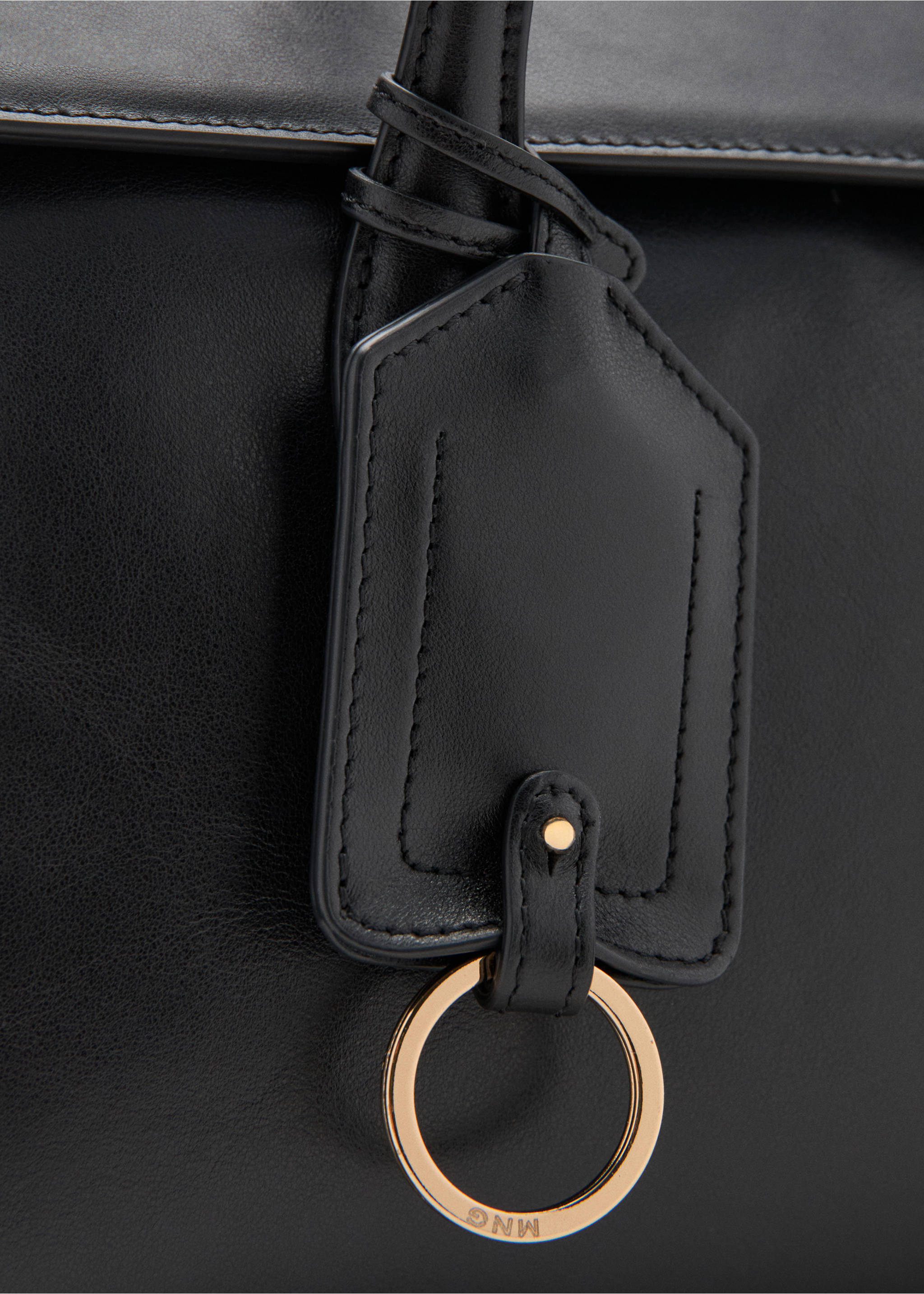 Leather shoulder bag with charms - Details of the article 1, Black. Ref: 27051307-00.