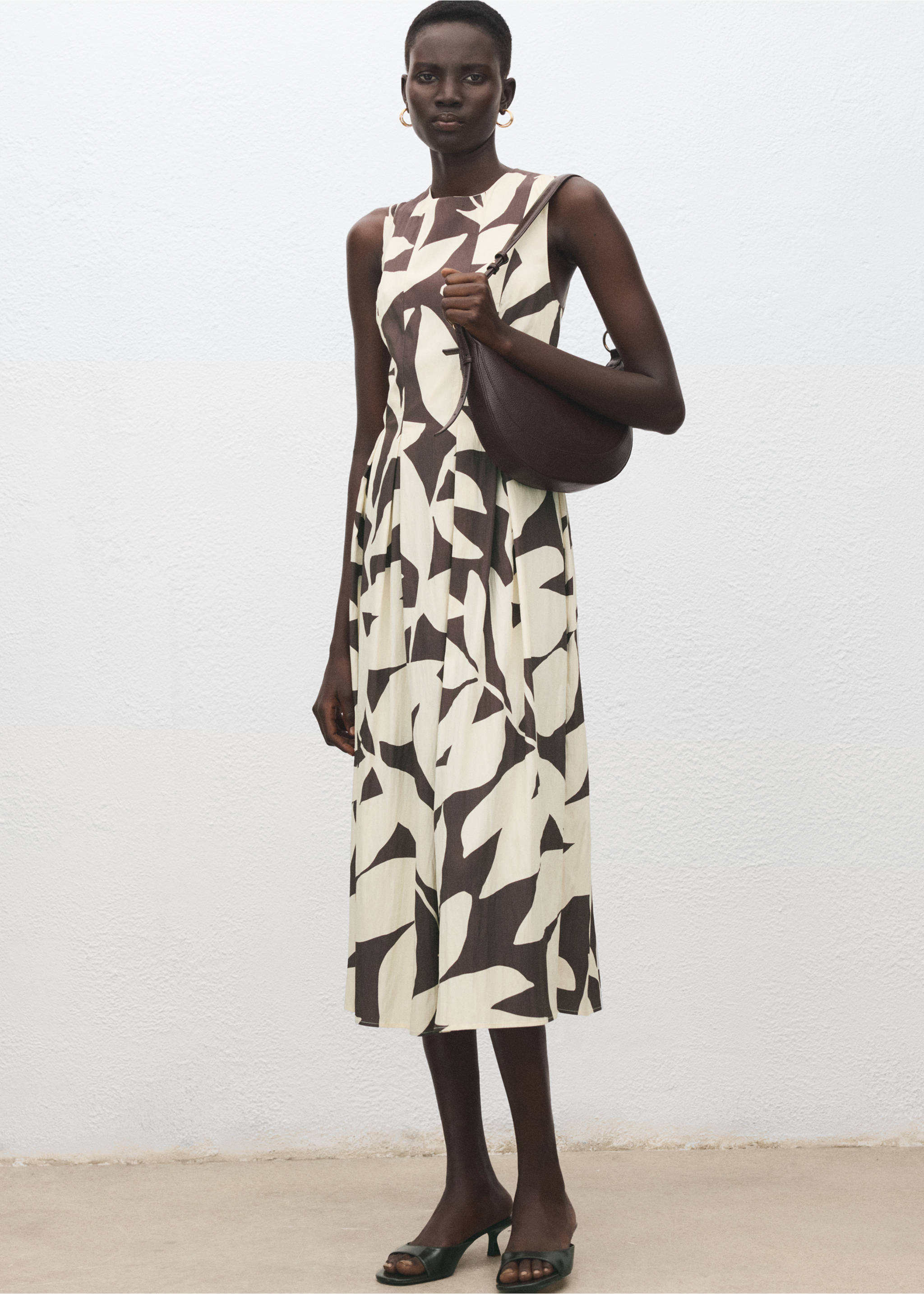 Floral-print flared dress - General plane, Beige. Ref: 27051308-00.