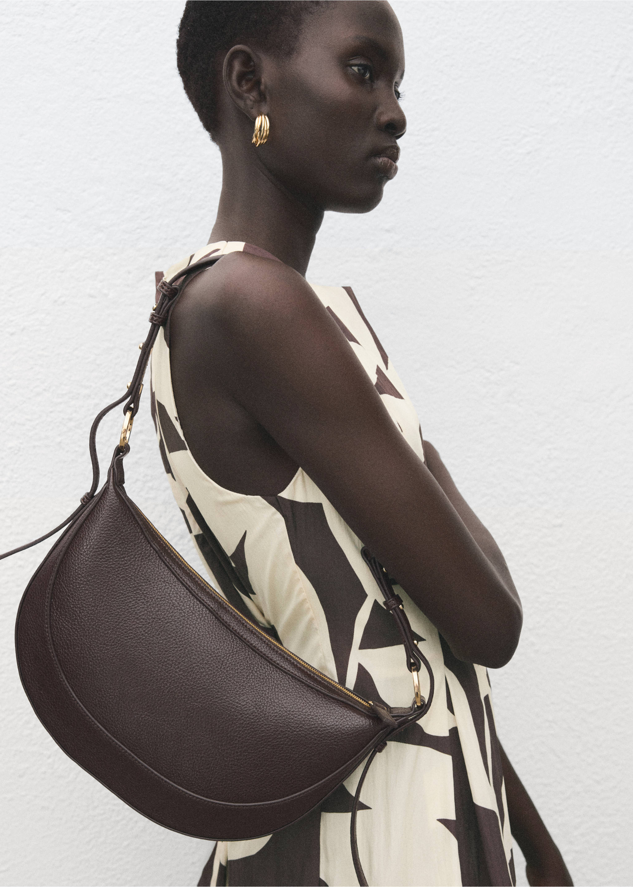 Floral-print flared dress - Details of the article 1, Beige. Ref: 27051308-00.