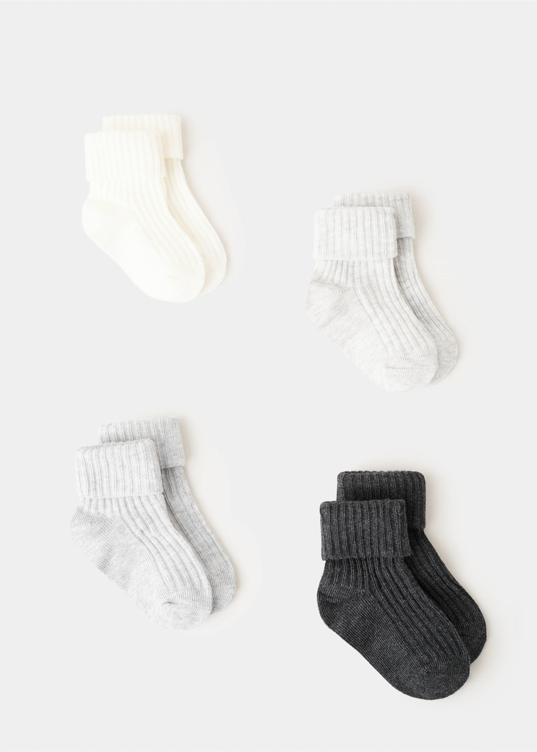 4 pack ribbed socks - Article without model, Grey. Ref: 27051309-00.