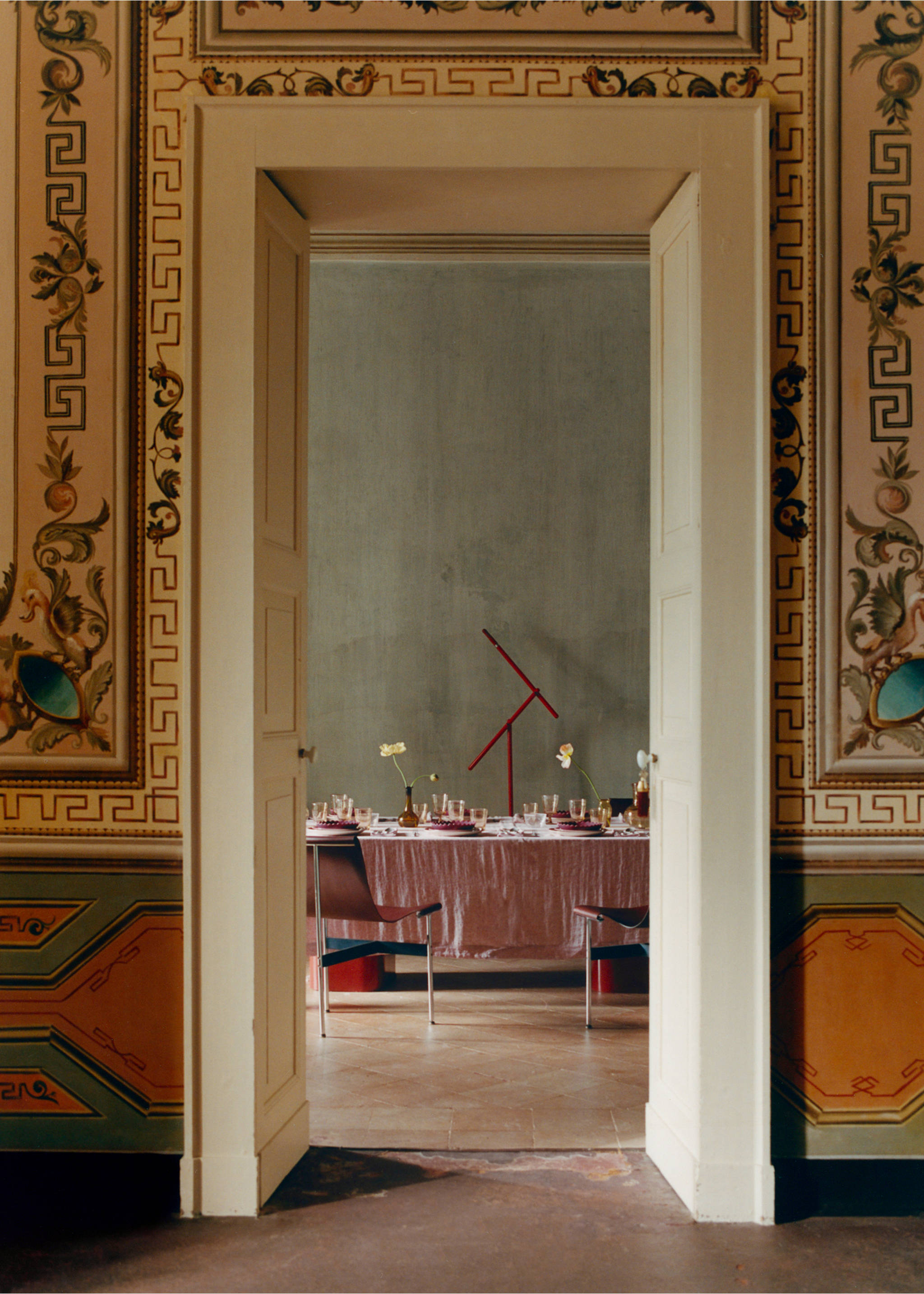 100% linen melange effect tablecloth for 6 to 8 guests - Details of the article 6, Pink. Ref: 27051310-00.