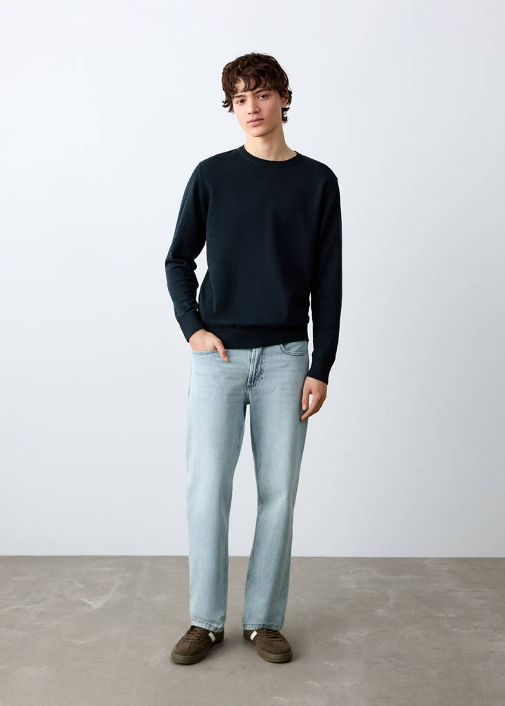 Knitted cotton sweater — Navy