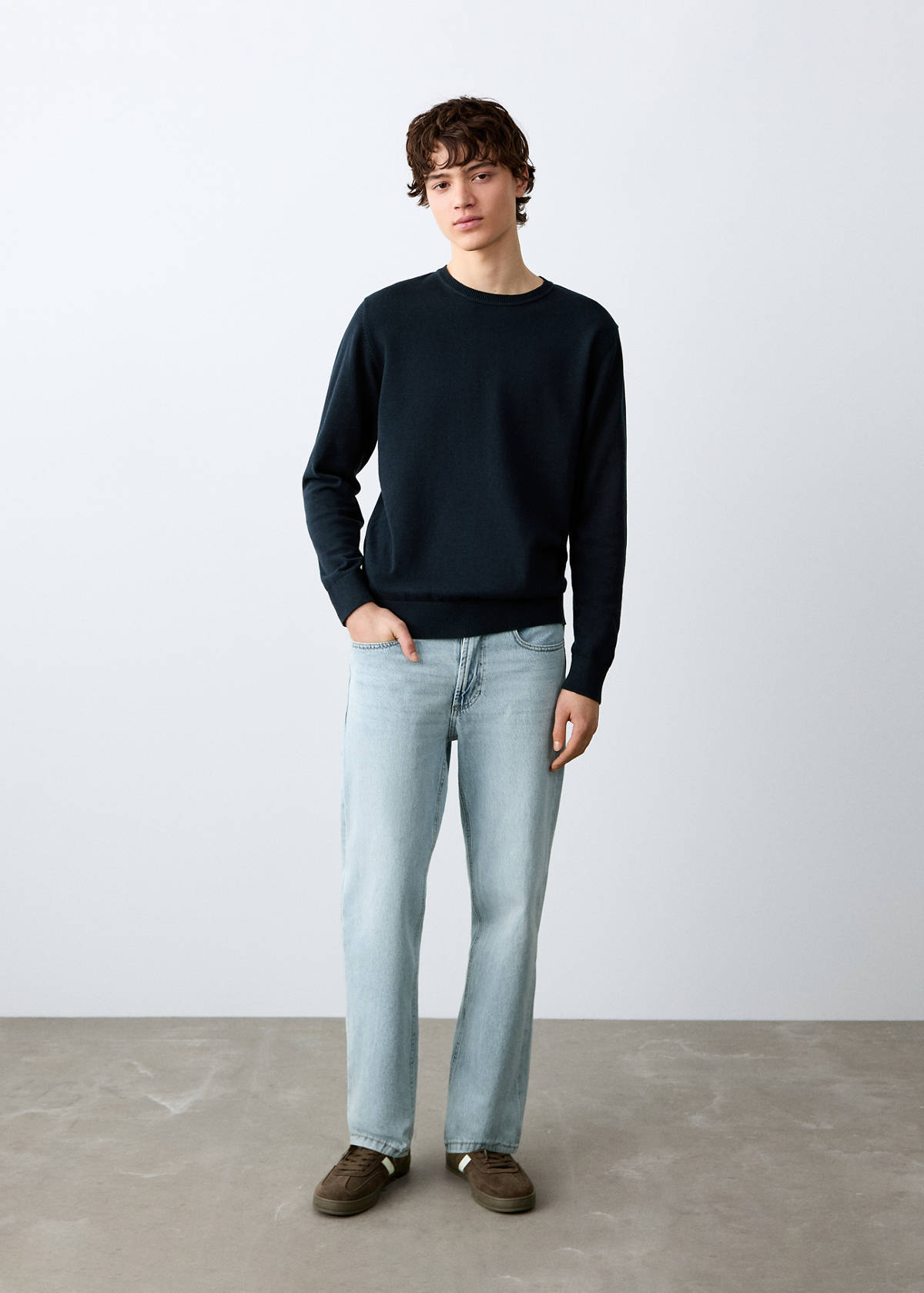 Knitted cotton sweater — Navy