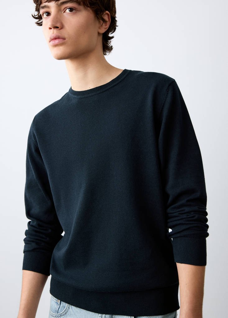 Knitted cotton sweater — Navy