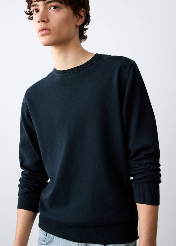 Knitted cotton sweater — Navy