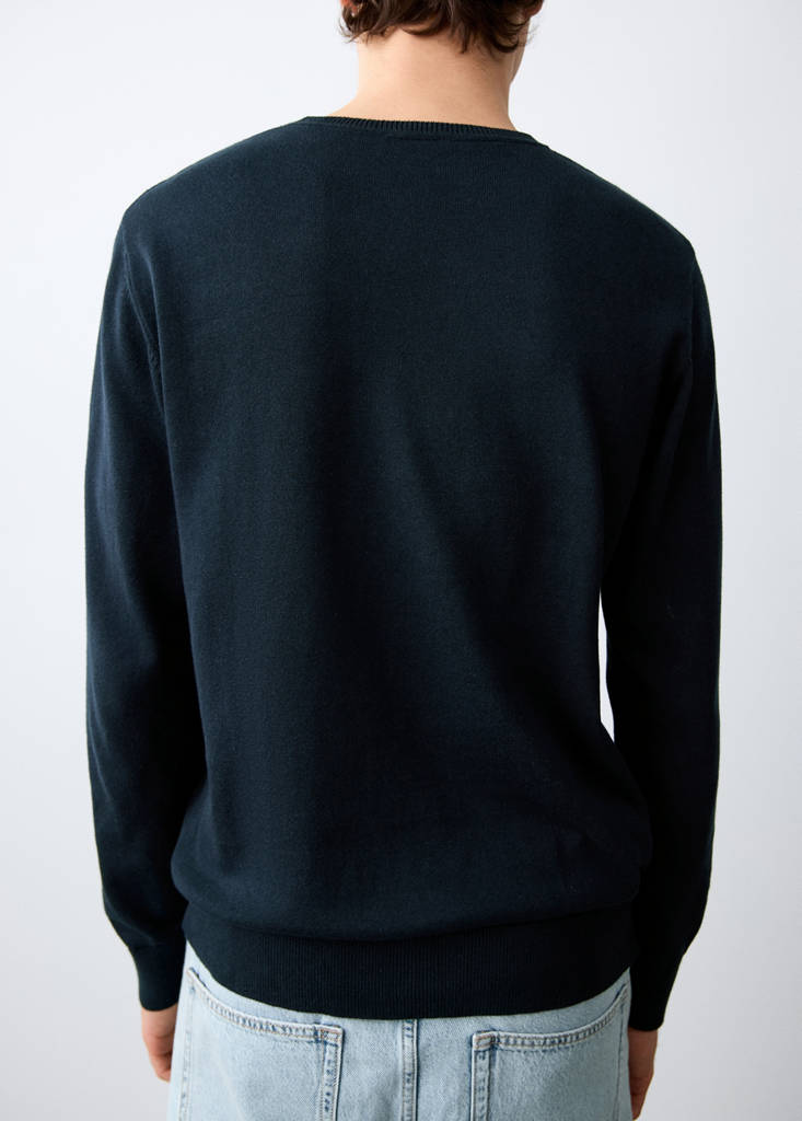 Knitted cotton sweater — Navy