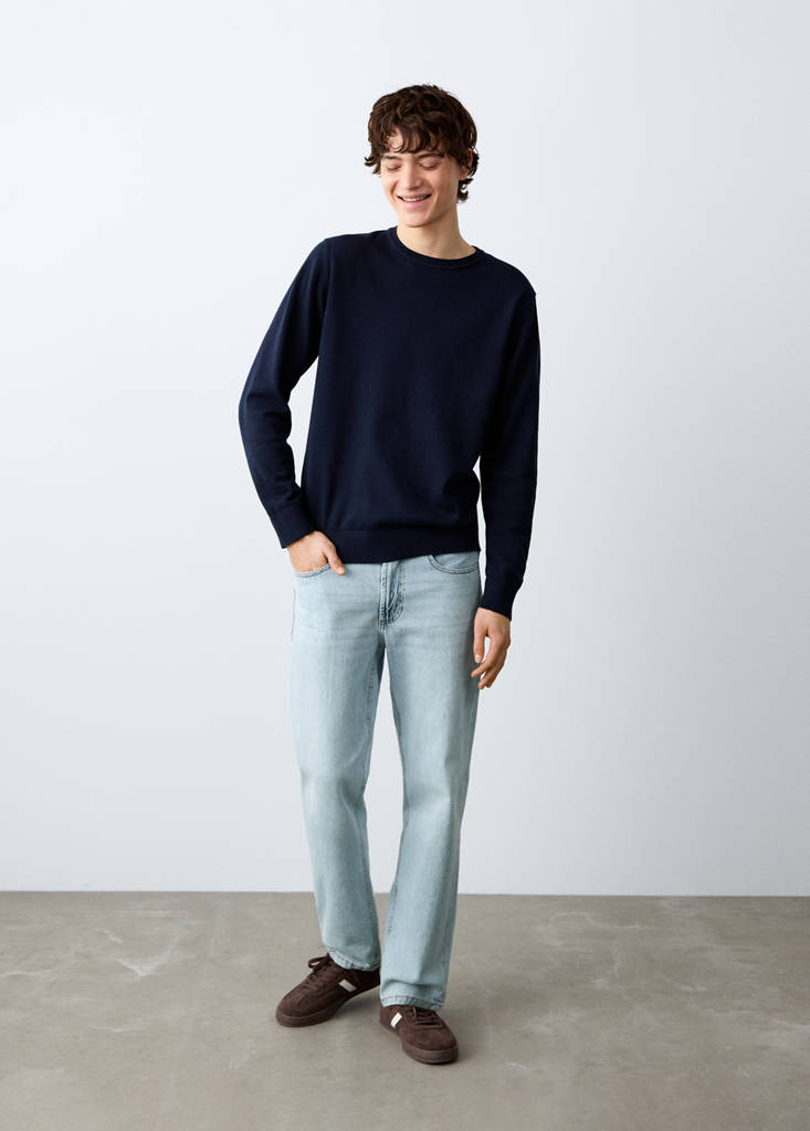 Knitted cotton sweater — Navy