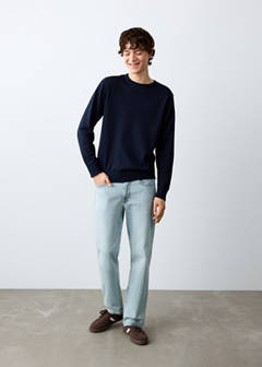 Knitted cotton sweater — Navy 5