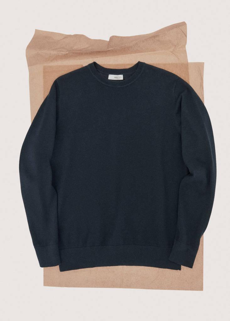 Knitted cotton sweater — Navy