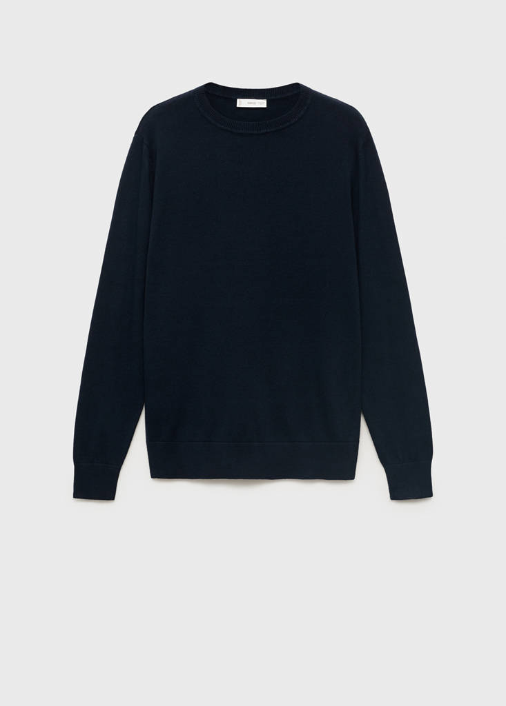 Knitted cotton sweater — Navy