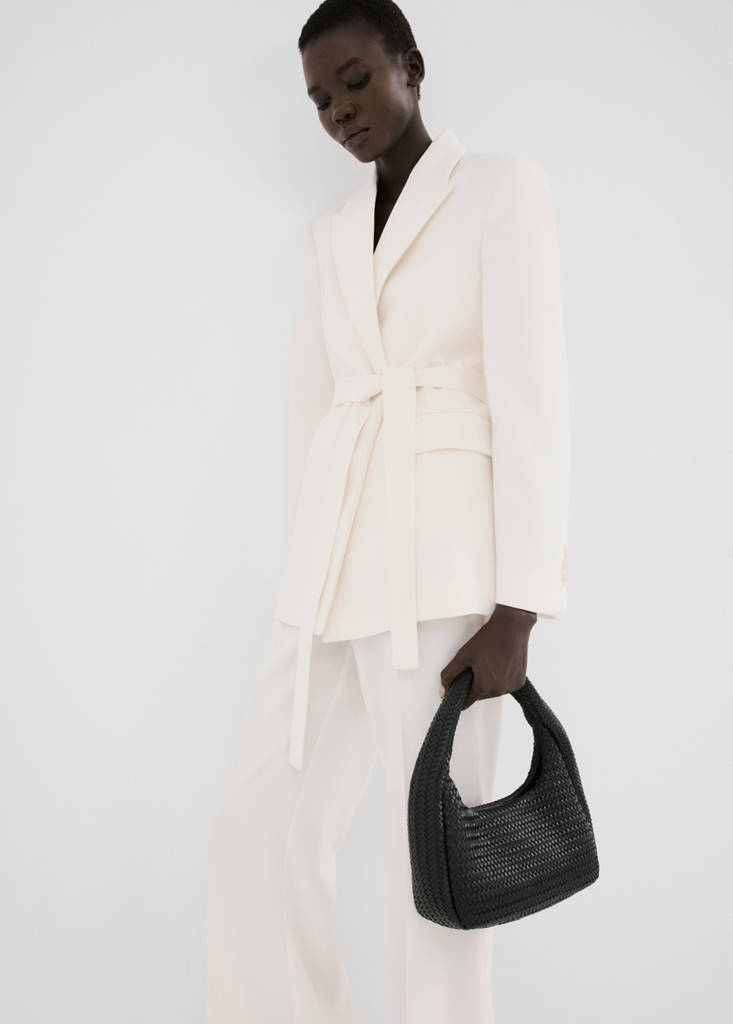 Suit jacket with belt — Vanilla