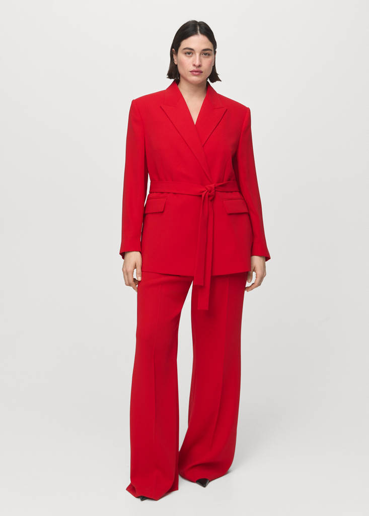 Suit jacket with belt — Red