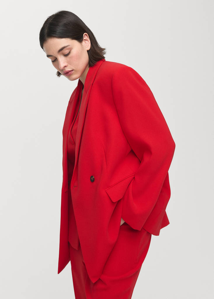 Suit jacket with belt — Red